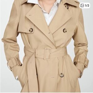 Mango Tan Double-Breasted Trench Coat